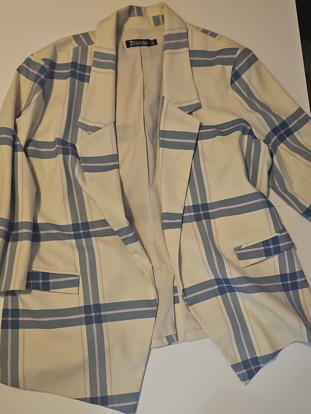 Lavender Cream and Blue Windowpane Blazer